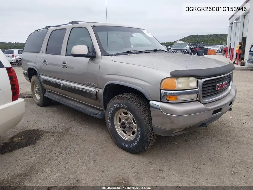 GMC YUKON 2001, VIN 3GKGK26G81G153946