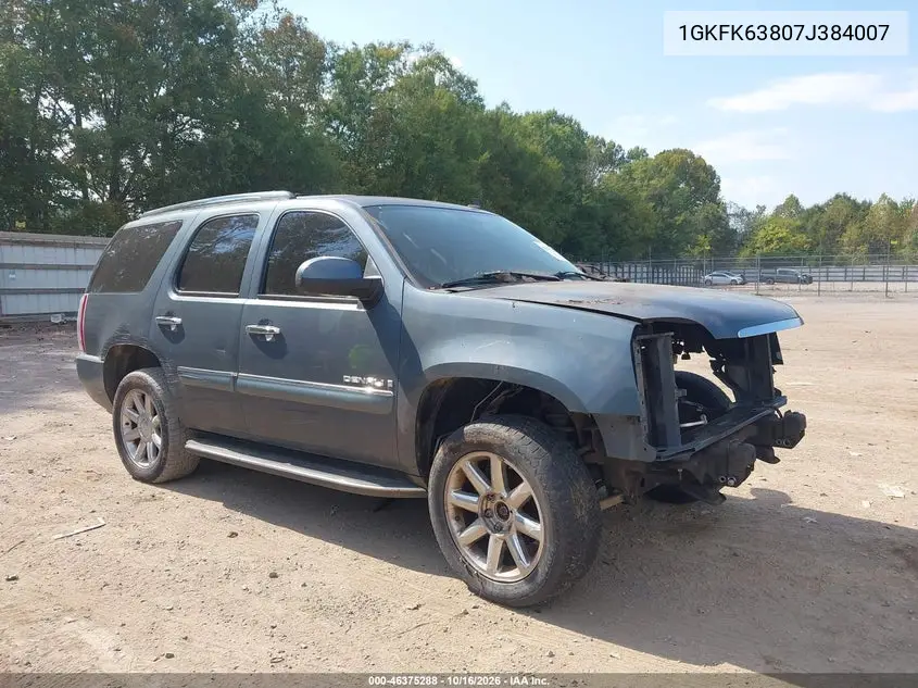 GMC YUKON 2007, VIN 1GKFK63807J384007