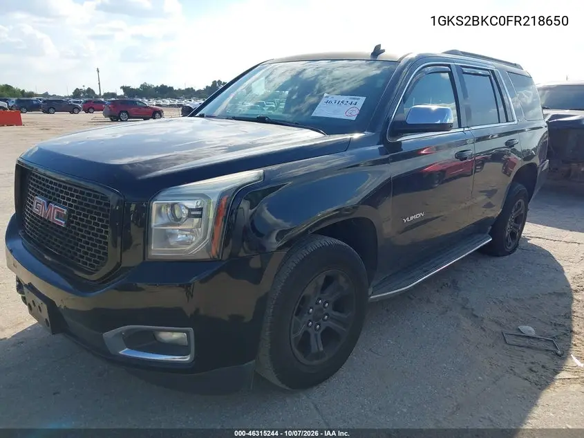 2015 GMC YUKON VIN 1GKS2BKC0FR218650 — фото 2