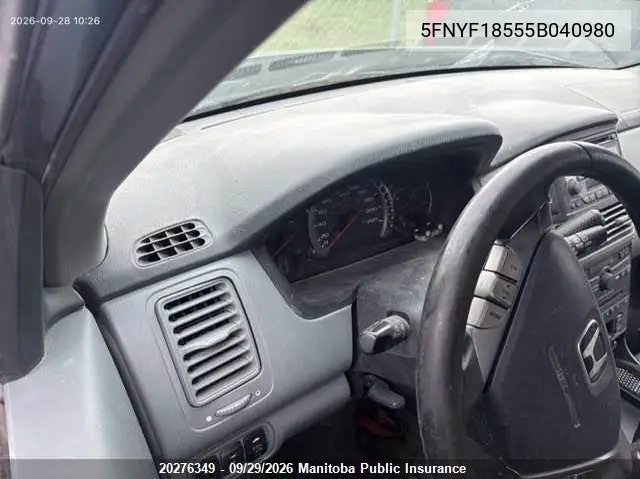 2005 HONDA PILOT VIN 5FNYF18555B040980 — фото 7