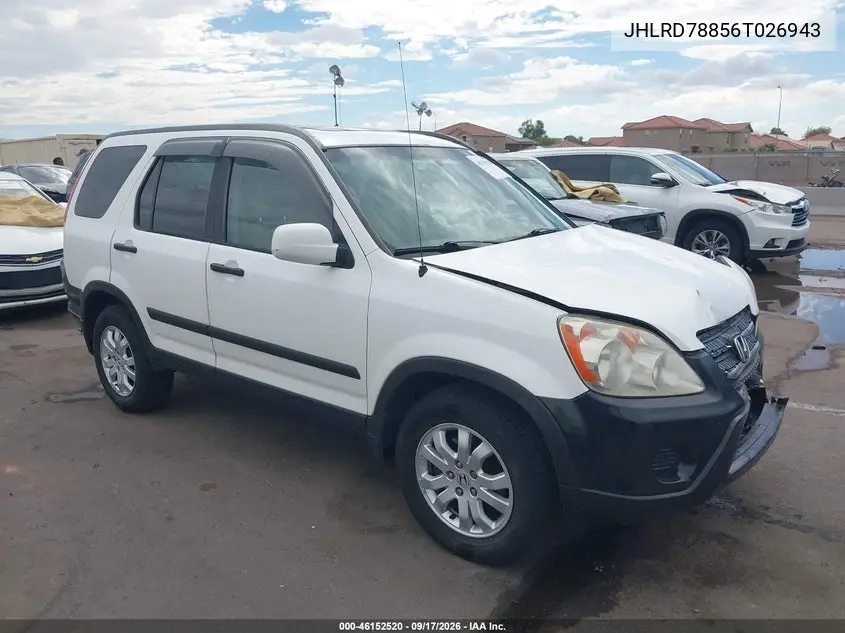HONDA CR-V 2006, VIN JHLRD78856C026943