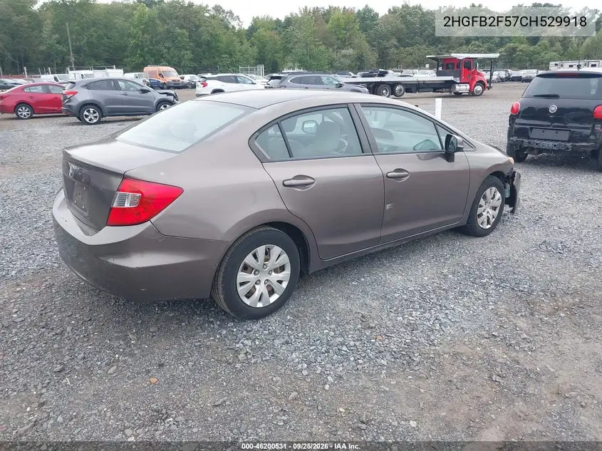 2012 HONDA CIVIC VIN 2HGFB2F57CH529918 — фото 4