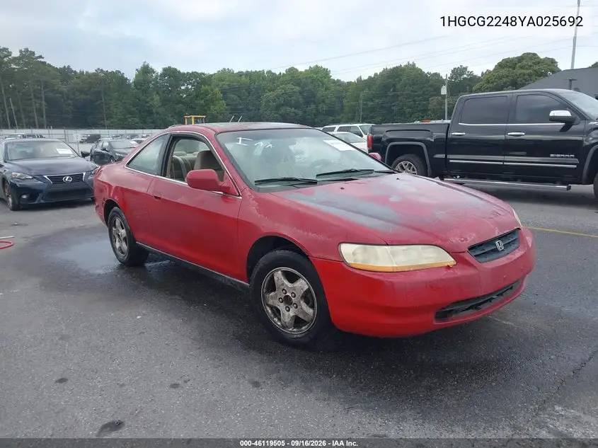HONDA ACCORD 2000, VIN 1HGCG2248YA025692