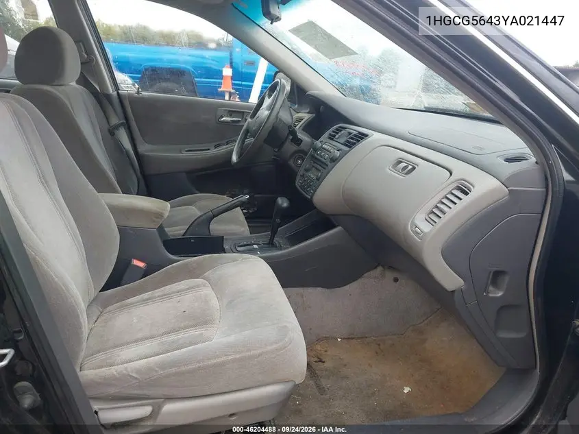 2000 HONDA ACCORD VIN 1HGCG5643YA021447 — фото 5