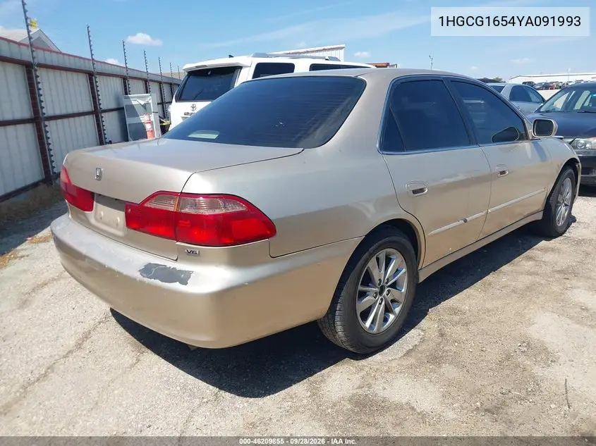 2000 HONDA ACCORD VIN 1HGCG1654YA091993 — фото 4