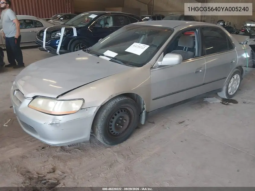2000 HONDA ACCORD VIN 1HGCG5640YA005240 — фото 2