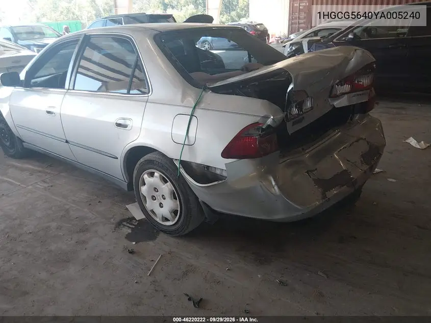 2000 HONDA ACCORD VIN 1HGCG5640YA005240 — фото 3
