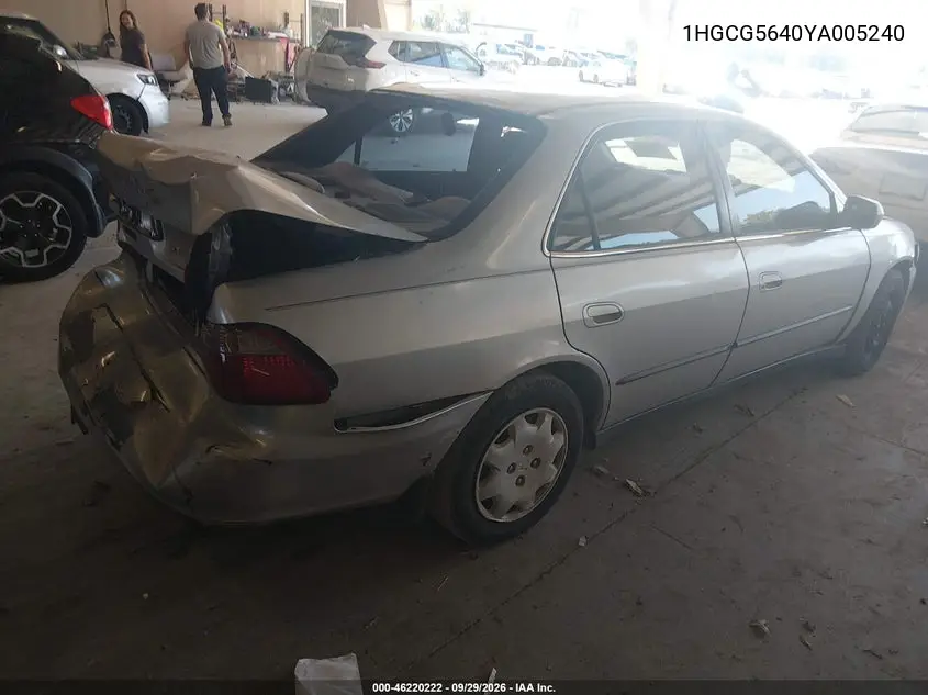 2000 HONDA ACCORD VIN 1HGCG5640YA005240 — фото 4