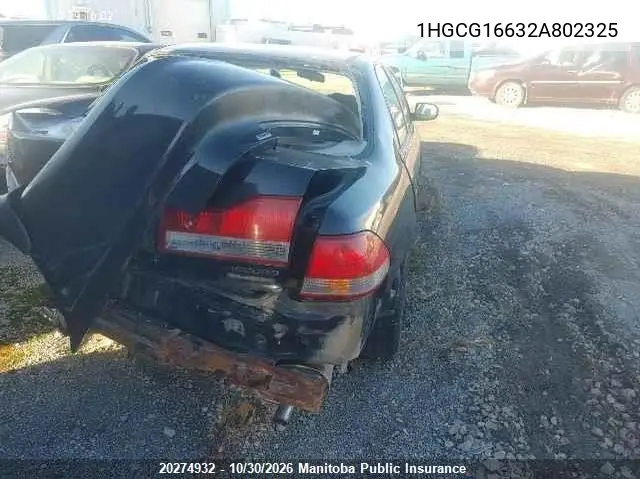 2002 HONDA ACCORD VIN 1HGCG16632A802325 — фото 4