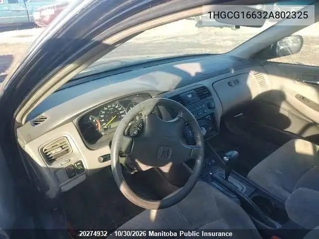 2002 HONDA ACCORD VIN 1HGCG16632A802325 — фото 5