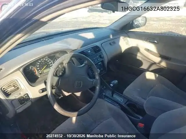 2002 HONDA ACCORD VIN 1HGCG16632A802325 — фото 7