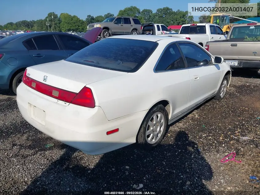 2002 HONDA ACCORD VIN 1HGCG32032A001407 — фото 4