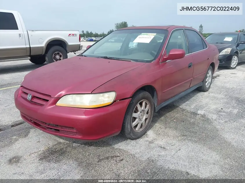 2002 HONDA ACCORD VIN JHMCG56772C022409 — фото 2