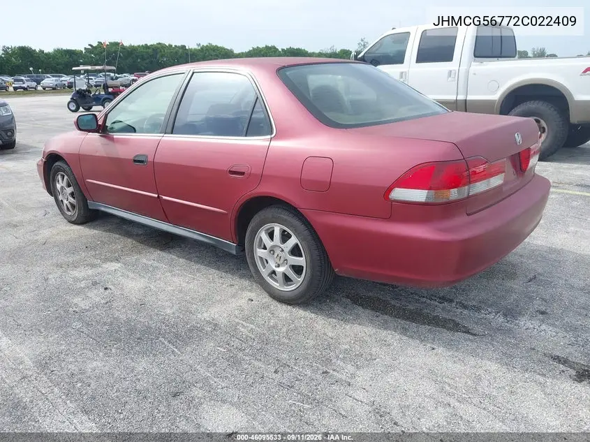 2002 HONDA ACCORD VIN JHMCG56772C022409 — фото 3
