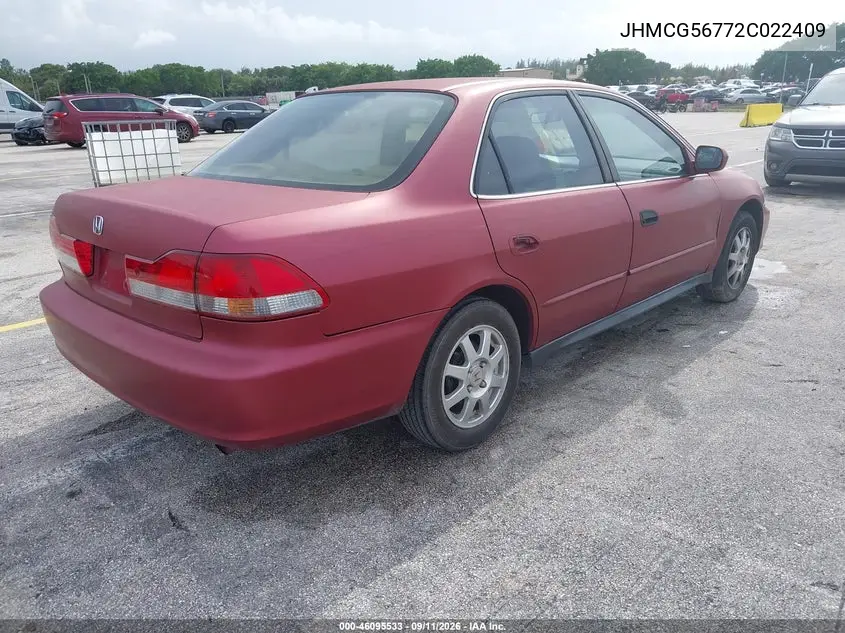 2002 HONDA ACCORD VIN JHMCG56772C022409 — фото 4