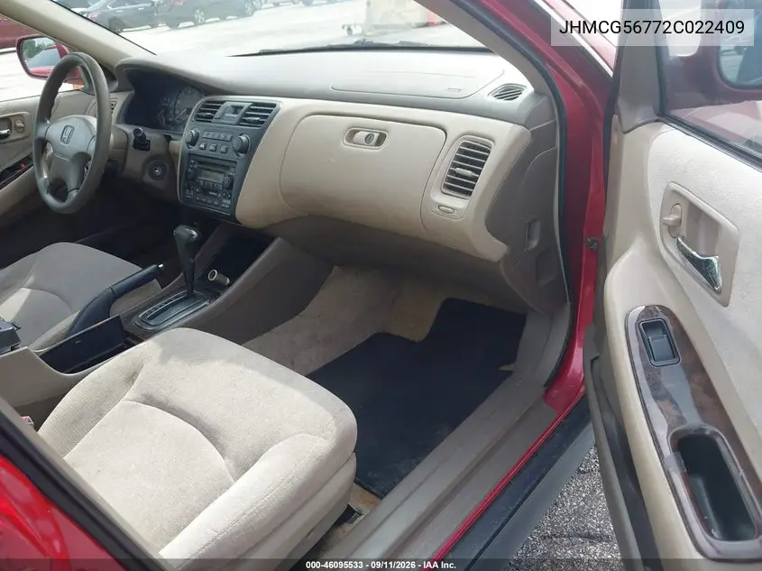 2002 HONDA ACCORD VIN JHMCG56772C022409 — фото 5