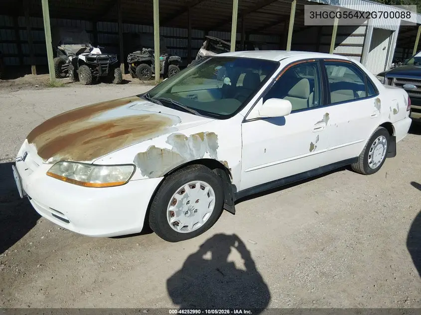 2002 HONDA ACCORD VIN 3HGCG564X2G700088 — фото 2