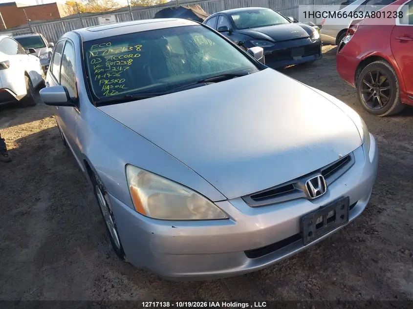 HONDA ACCORD 2003, VIN 1HGCM66463A801238