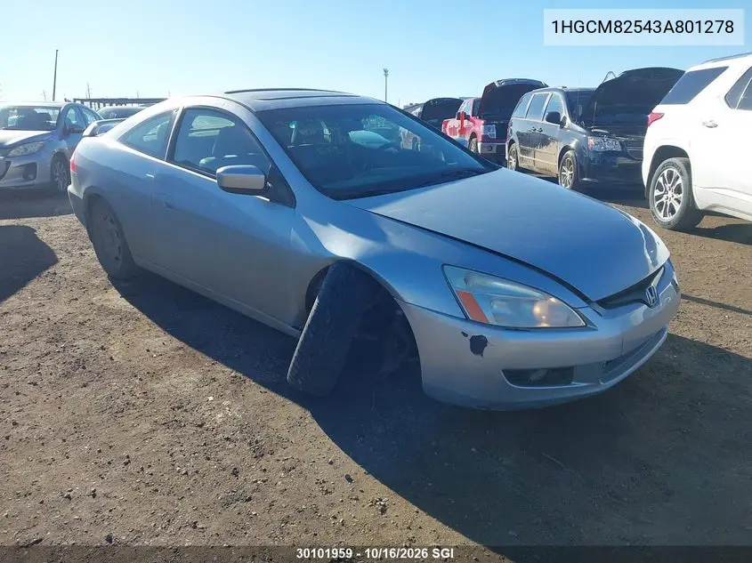 HONDA ACCORD 2003, VIN 1HGCM82543A801278