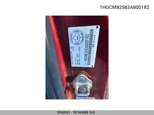 2003 HONDA ACCORD VIN 1HGCM82583A800182 — фото 8