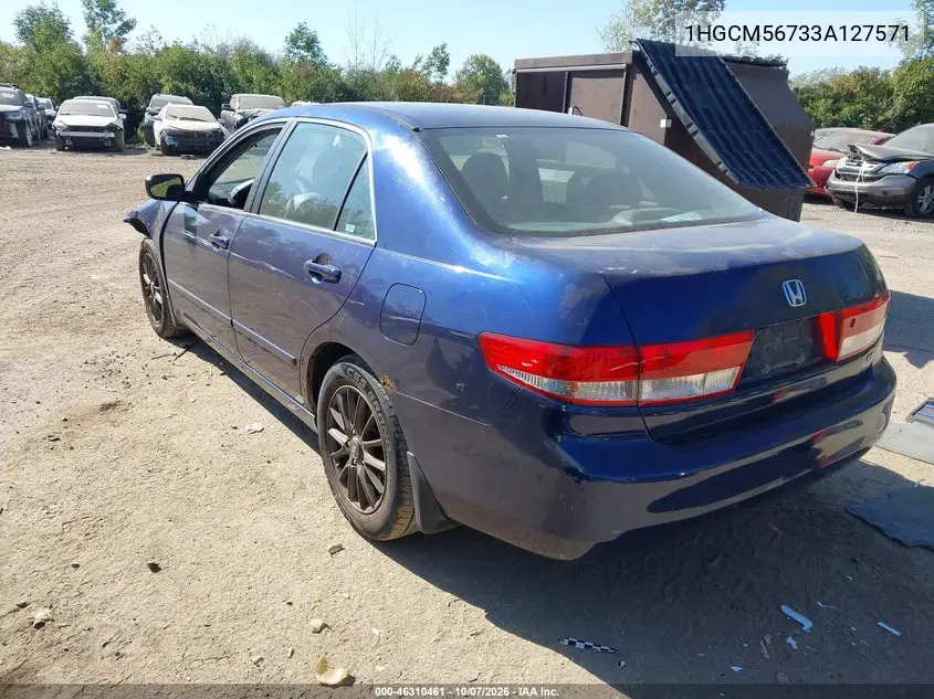 2003 HONDA ACCORD VIN 1HGCM56733A127571 — фото 3