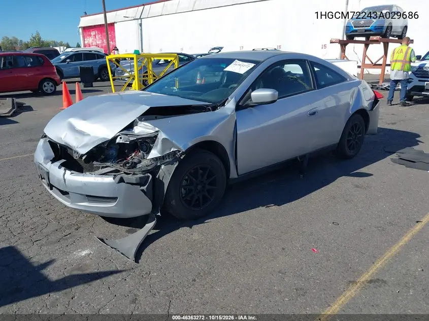 2003 HONDA ACCORD VIN 1HGCM72243A029686 — фото 2