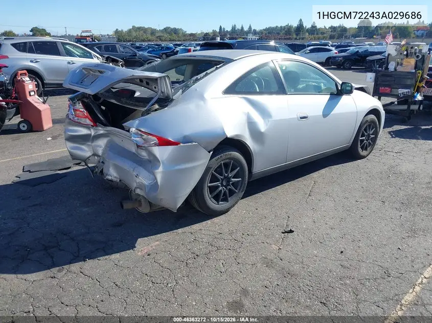 2003 HONDA ACCORD VIN 1HGCM72243A029686 — фото 4