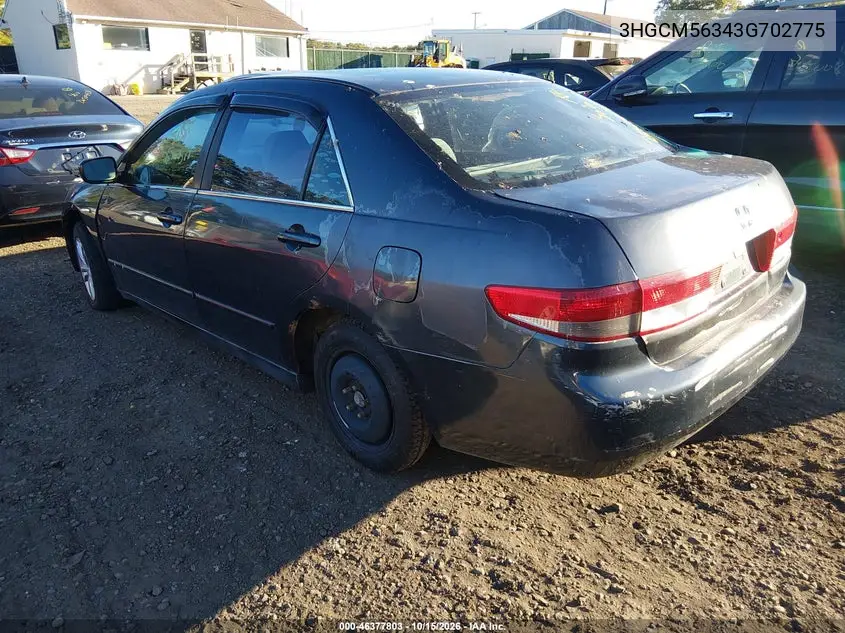 2003 HONDA ACCORD VIN 3HGCM56343G702775 — фото 3