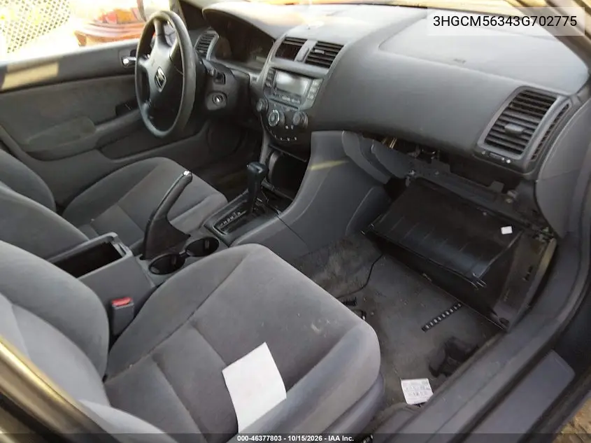 2003 HONDA ACCORD VIN 3HGCM56343G702775 — фото 5
