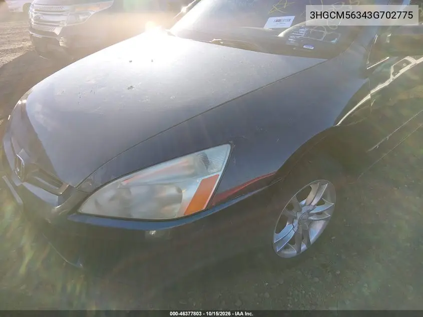 2003 HONDA ACCORD VIN 3HGCM56343G702775 — фото 6