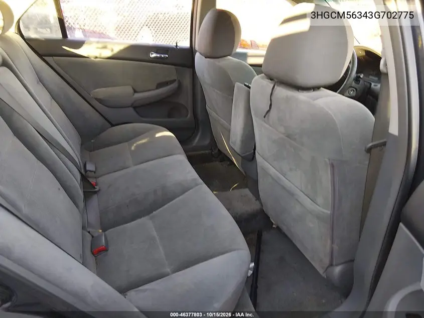 2003 HONDA ACCORD VIN 3HGCM56343G702775 — фото 8