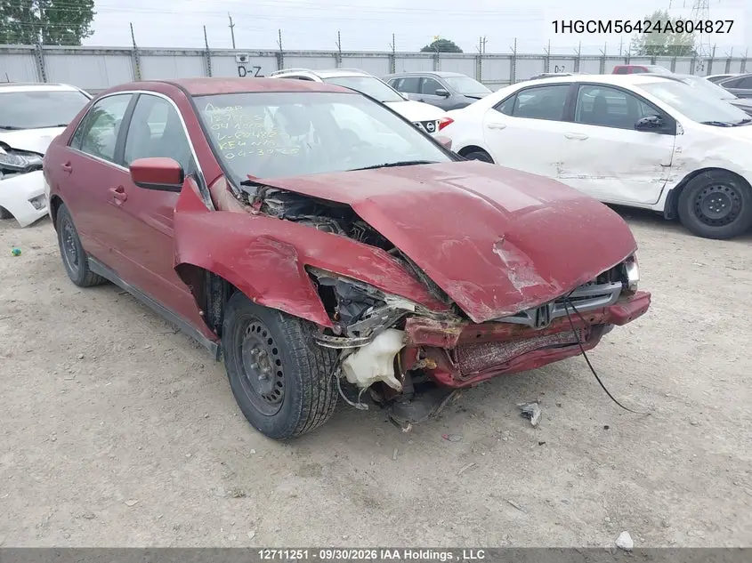 HONDA ACCORD 2004, VIN 1HGCM56424A804827
