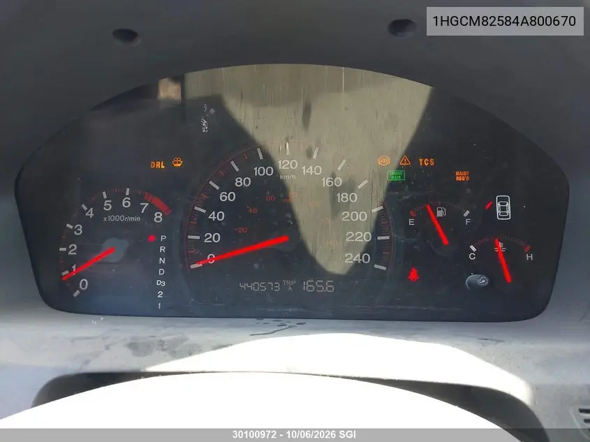 2004 HONDA ACCORD VIN 1HGCM82584A800670 — фото 7