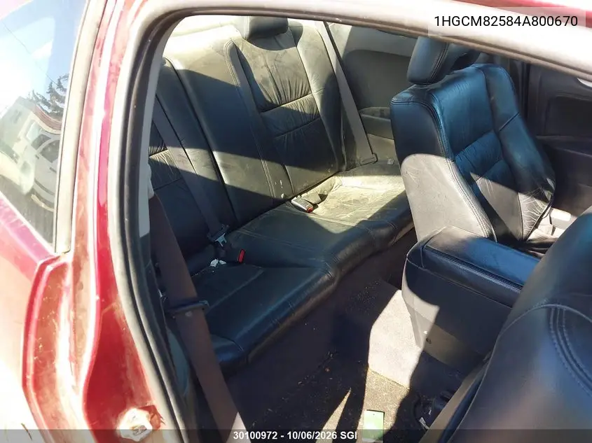 2004 HONDA ACCORD VIN 1HGCM82584A800670 — фото 8