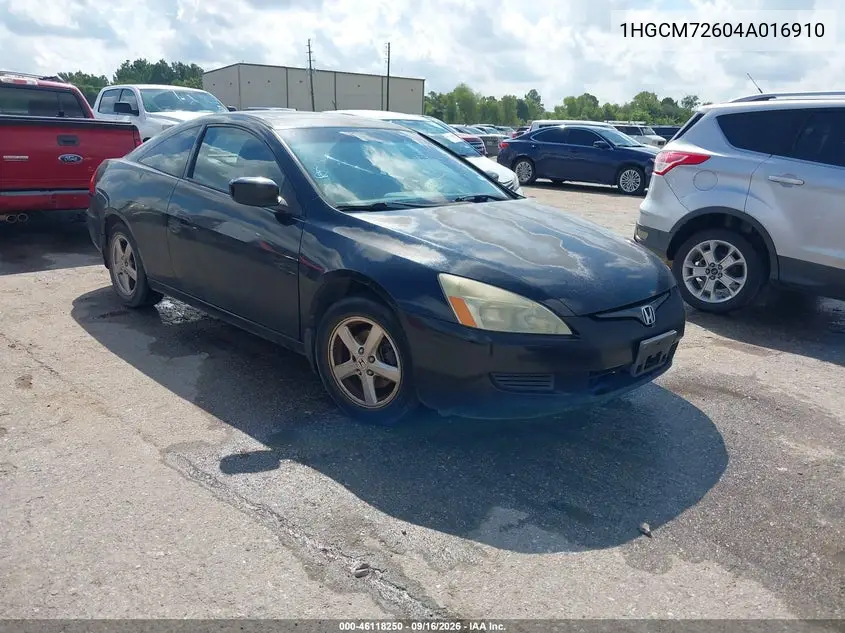 HONDA ACCORD 2004, VIN 1HGCM72604A016910