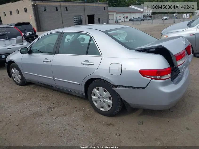 2004 HONDA ACCORD VIN 1HGCM56384A149242 — фото 3