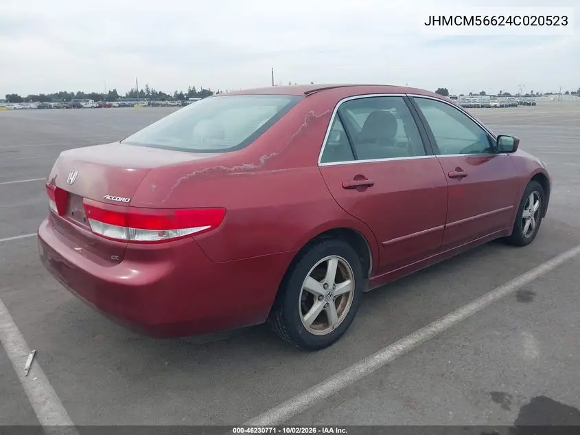 2004 HONDA ACCORD VIN JHMCM56624C020523 — фото 4