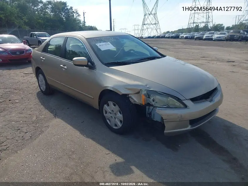 HONDA ACCORD 2004, VIN 1HGCM56494A127792