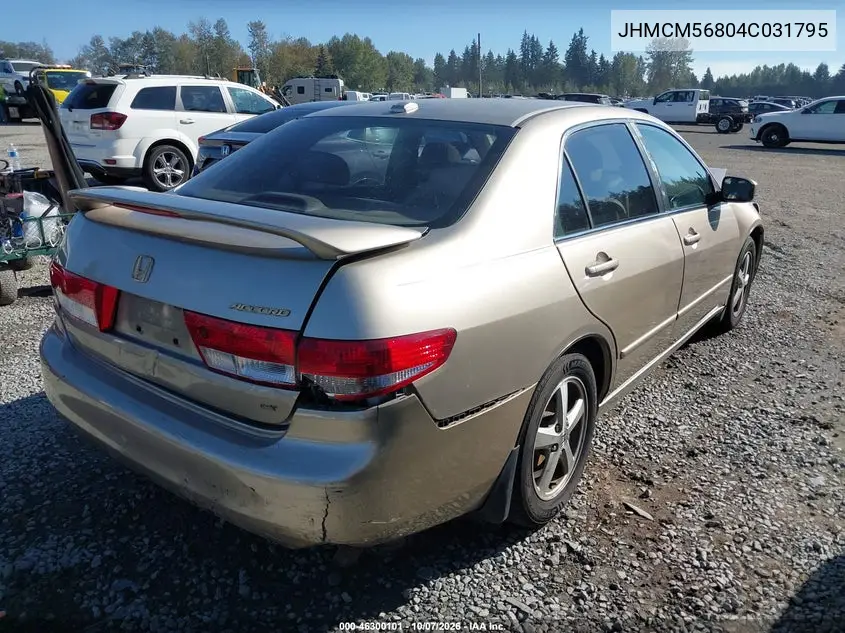 2004 HONDA ACCORD VIN JHMCM56804C031795 — фото 4