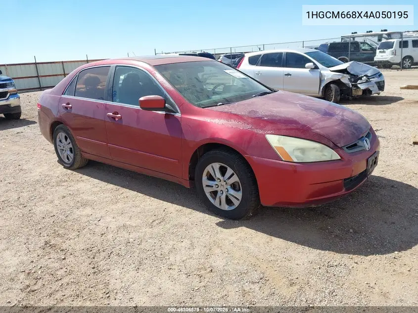 HONDA ACCORD 2004, VIN 1HGCM668X4A050195