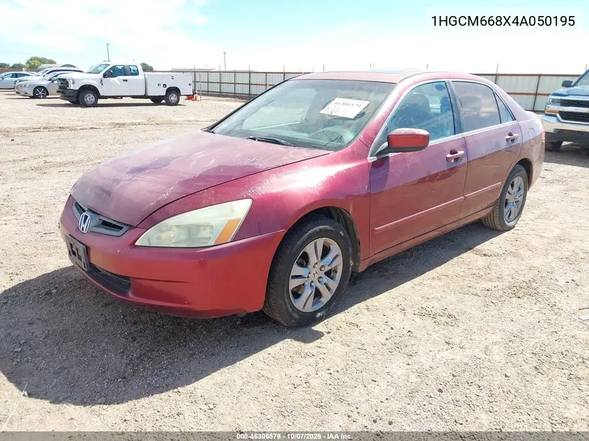 2004 HONDA ACCORD VIN 1HGCM668X4A050195 — фото 2