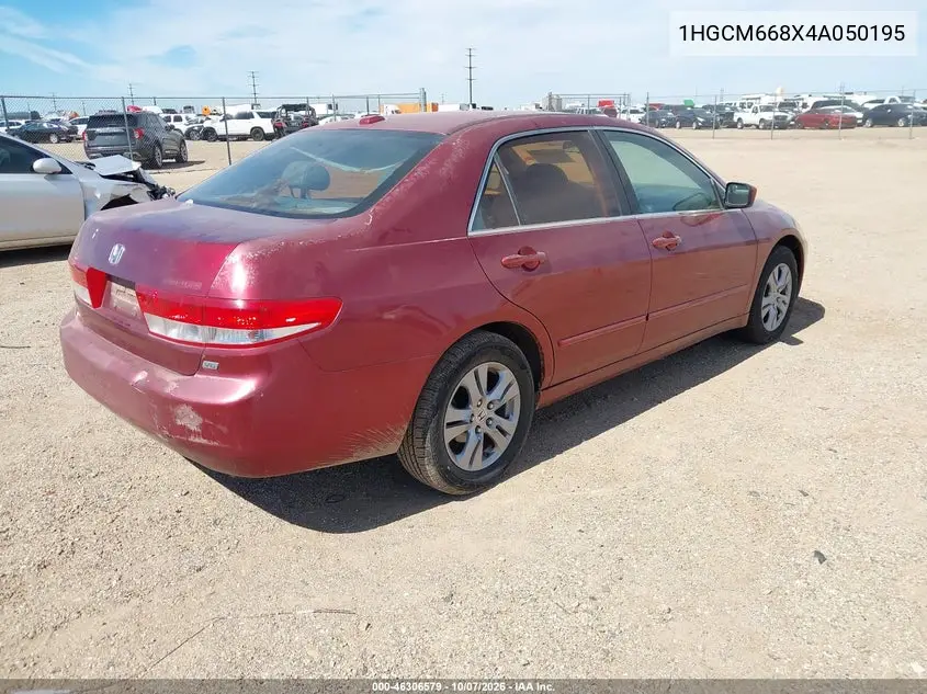 2004 HONDA ACCORD VIN 1HGCM668X4A050195 — фото 4
