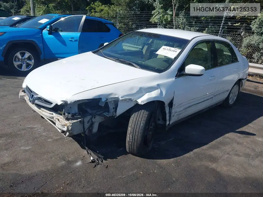 2004 HONDA ACCORD VIN 1HGCM56374A125353 — фото 2