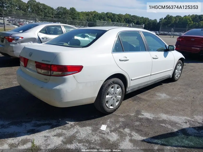 2004 HONDA ACCORD VIN 1HGCM56374A125353 — фото 4