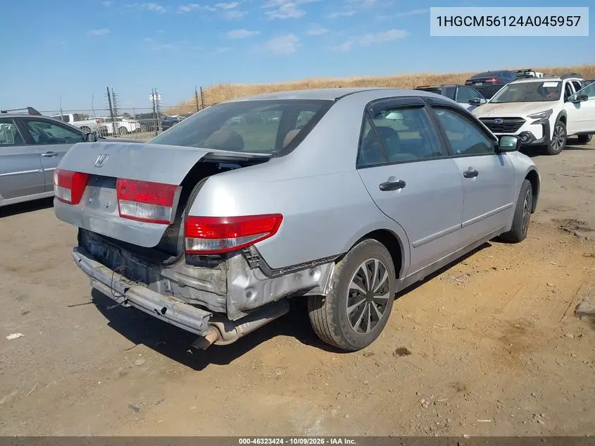 2004 HONDA ACCORD VIN 1HGCM56124A045957 — фото 4