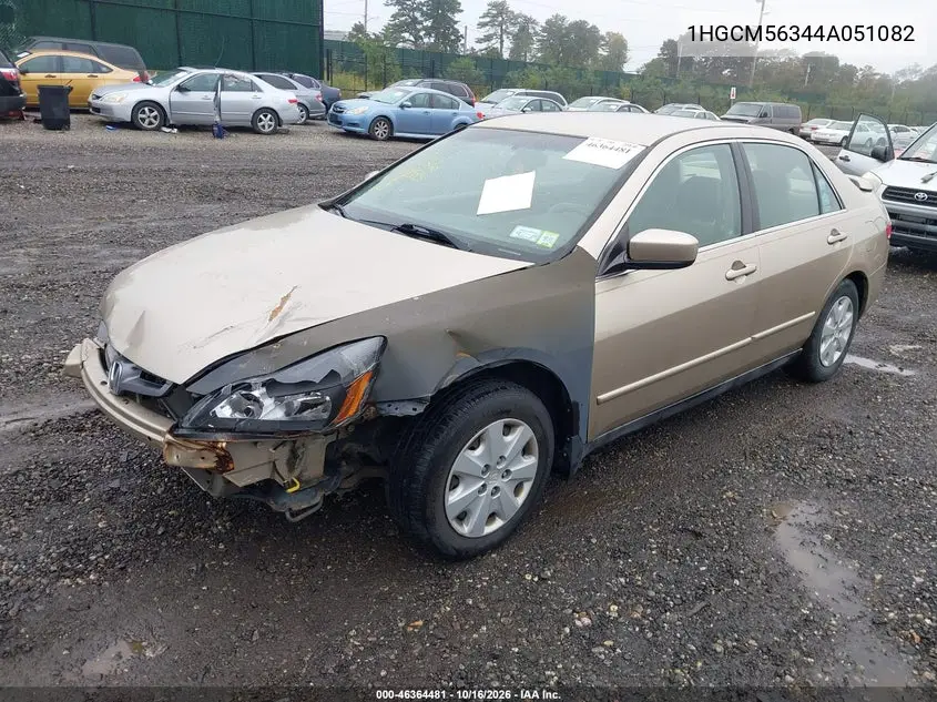 2004 HONDA ACCORD VIN 1HGCM56344A051082 — фото 2