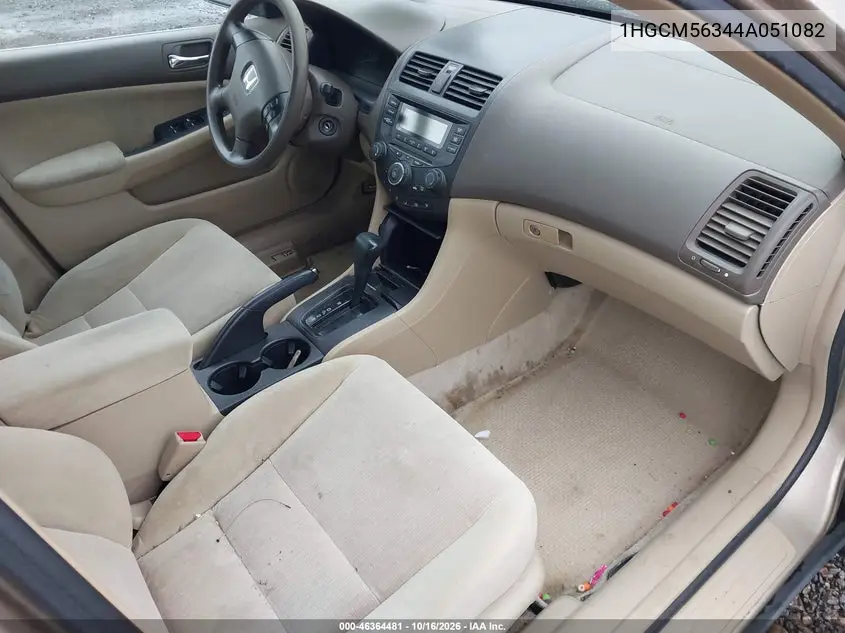 2004 HONDA ACCORD VIN 1HGCM56344A051082 — фото 5