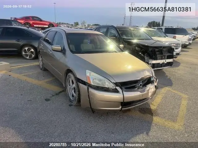 HONDA ACCORD 2005, VIN 1HGCM56635A810381