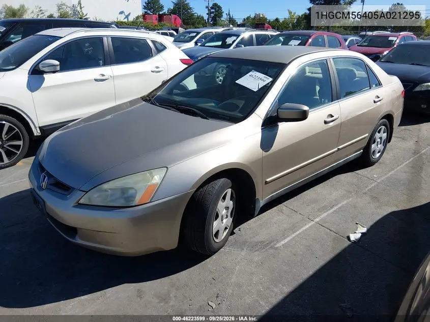 2005 HONDA ACCORD VIN 1HGCM56405A021295 — фото 2