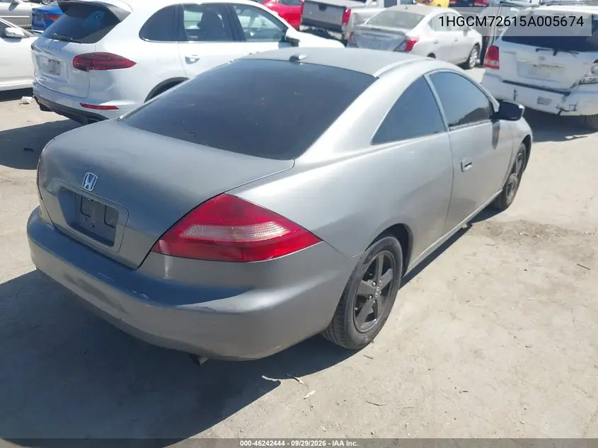 2005 HONDA ACCORD VIN 1HGCM72615A005674 — фото 4